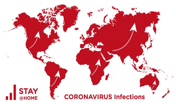 Wereldkaart Met Toenemende Coronavirus Infectie Curve — Stockvector