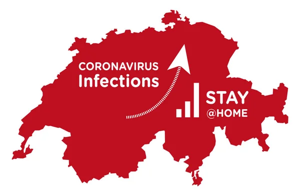 Zwitserland Kaart Met Toenemende Coronavirus Infectie Curve — Stockvector