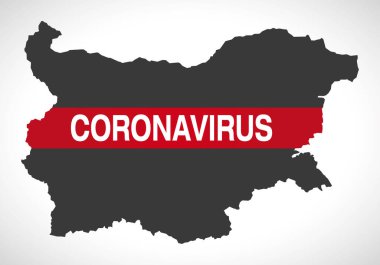 Bulgaristan haritasında Coronavirus uyarı illüstrasyonu
