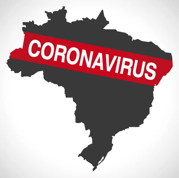 브라질 지도와 Coronavirus Warning Illustration — 스톡 벡터