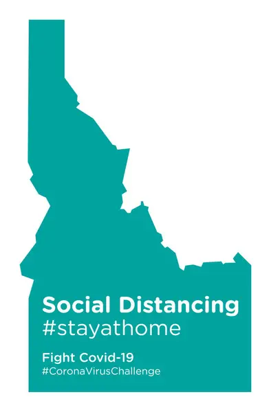 Mappa Dello Stato Dell Idaho Con Tag Social Distancing Stayathome — Vettoriale Stock