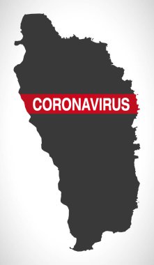 Coronavirus uyarı illüstrasyonlu Dominica haritası