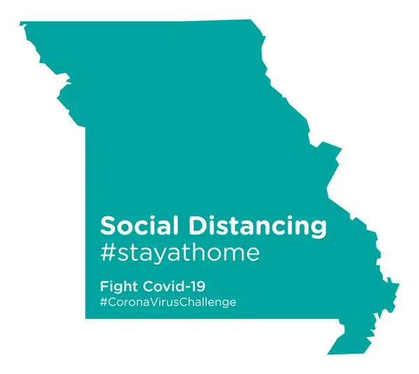 Missouri Mapa Del Estado Con Social Distancing Etiqueta Stayathome — Vector de stock
