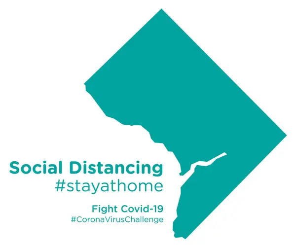 Washington Mapa Del Estado Con Social Distancing Etiqueta Stayathome — Vector de stock