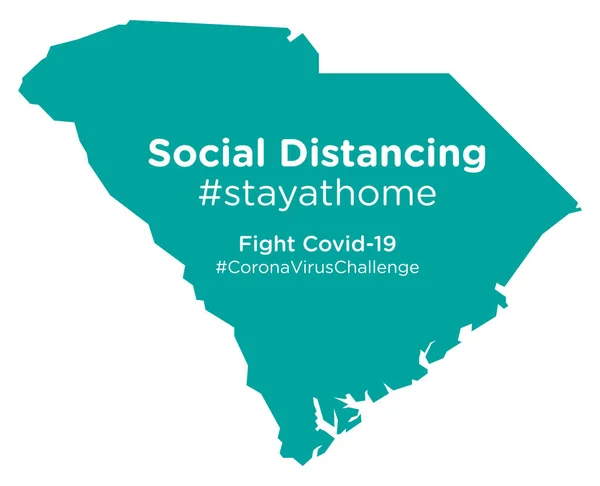 Mapa Del Estado Carolina Del Sur Con Social Distancing Stayathome — Vector de stock