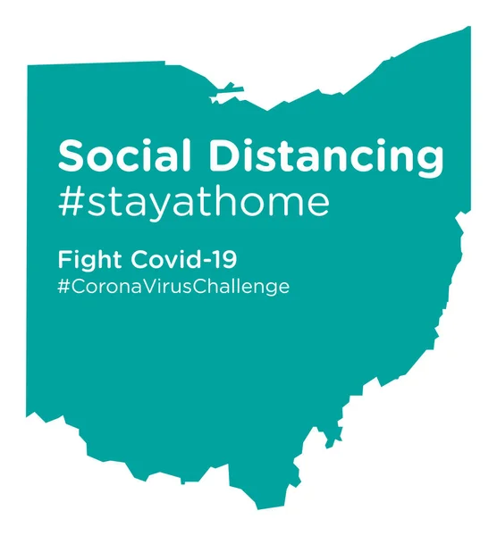 Mapa Del Estado Ohio Con Social Distancing Etiqueta Stayathome — Vector de stock