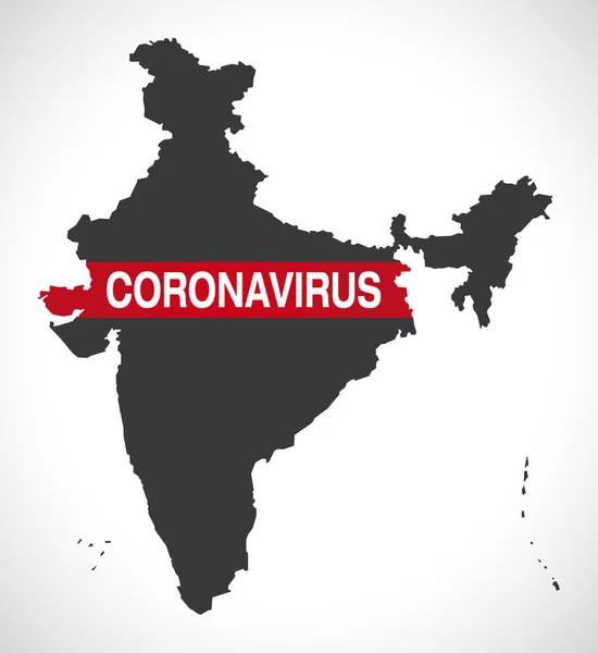 India Mappa Con Coronavirus Avvertimento Illustrazione — Vettoriale Stock