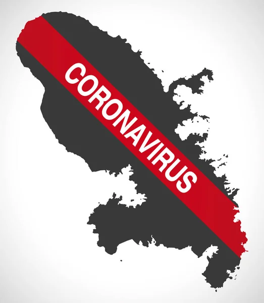 Martinique Karta Med Coronavirus Varning Illustration — Stock vektor