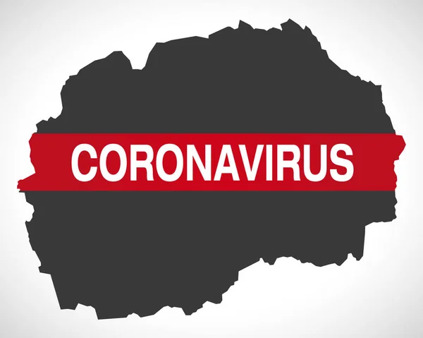 Macedonie Kaart Met Waarschuwingsillustratie Voor Het Coronavirus — Stockvector