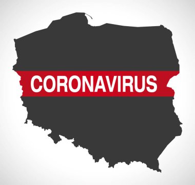 Coronavirus uyarı illüstrasyonlu Polonya haritası