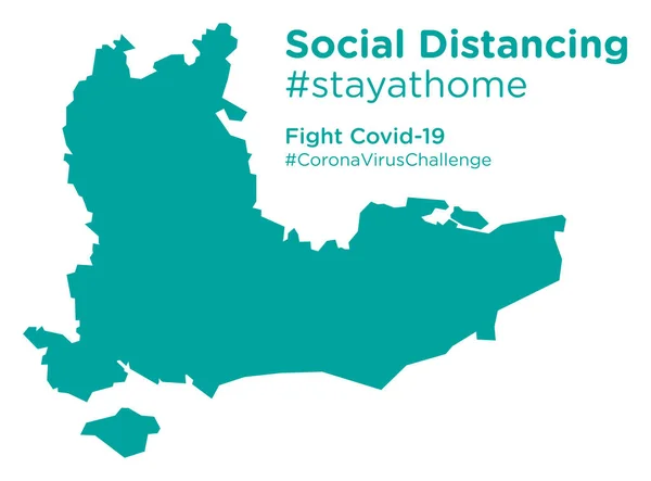 Mapa Del Sudeste Inglaterra Con Social Distancing Stayathome Tag — Vector de stock