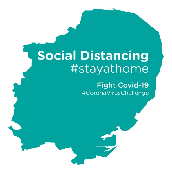 Mapa Del Este Inglaterra Con Social Distancing Stayathome Tag — Vector de stock