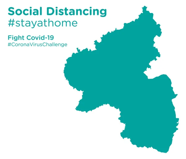 Mapa Renania Palatinado Con Social Distancing Etiqueta Stayathome — Vector de stock