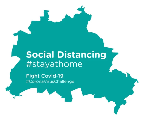 Berlijnse Kaart Met Stayathome Tag Voor Sociale Afstand — Stockvector