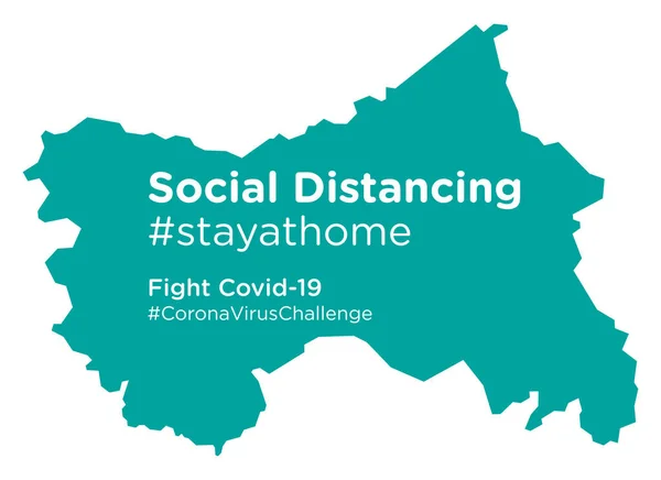 Jammu Cachemira Mapa Con Social Distancing Etiqueta Stayathome — Vector de stock