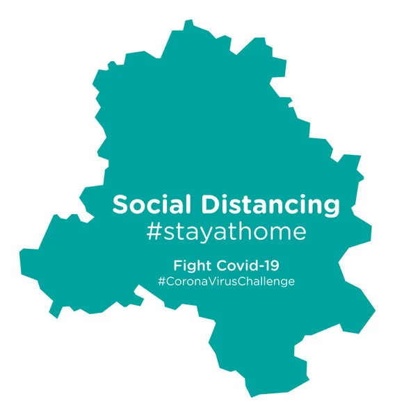 Delhi Karte Mit Social Distancing Stayathome Tag — Stockvektor