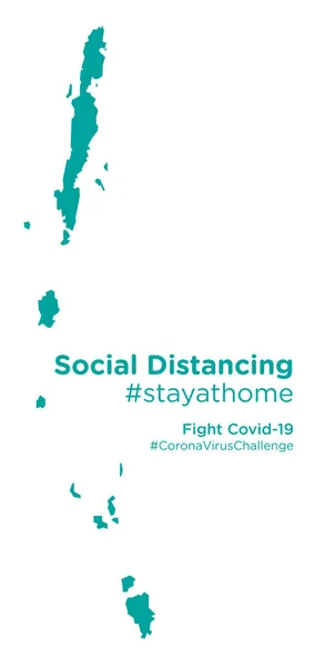 Mapa Las Islas Andamán Nicobar Con Social Distancing Stayathome Tag — Vector de stock