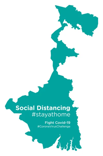 Mapa Bengala Occidental Con Social Distancing Stayathome Tag — Vector de stock