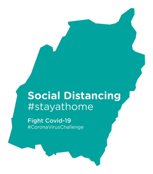 Manipur Mapa Con Social Distancing Etiqueta Stayathome — Vector de stock