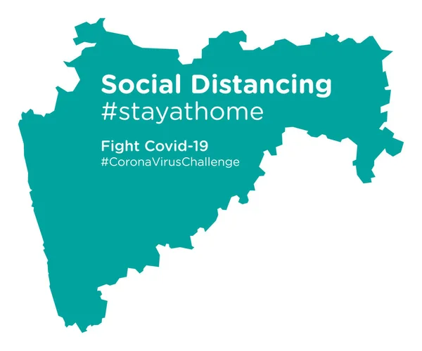 Maharashtra Mapa Con Social Distancing Etiqueta Stayathome — Vector de stock