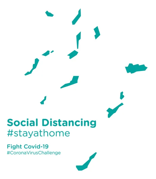 Mapa Lakshadweep Con Social Distancing Etiqueta Stayathome — Vector de stock