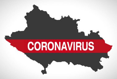 Coronavirus uyarı illüstrasyonlu Lorestan IRAN eyalet haritası