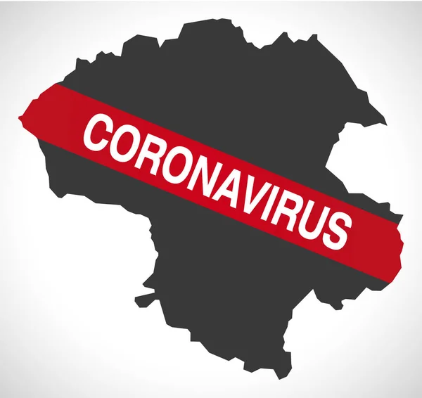 ザナン イラン州地図コロナウイルス警告イラスト — ストックベクタ