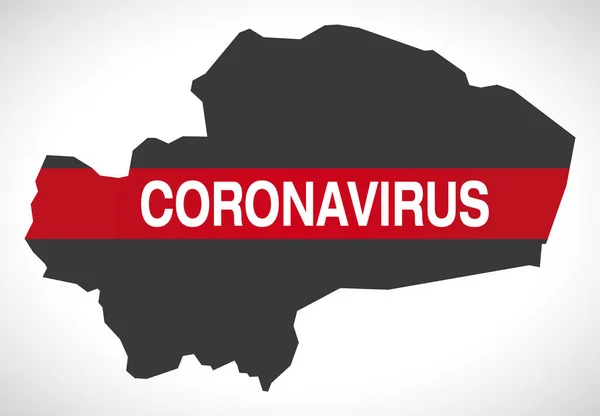 Mappa Della Provincia Qom Iran Con Illustrazione Avvertimento Coronavirus — Vettoriale Stock