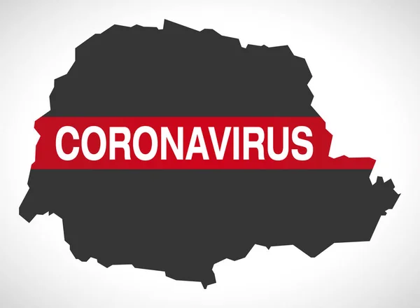 Parana Brasile Mappa Con Coronavirus Avvertimento Illustrazione — Vettoriale Stock