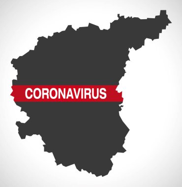 Coronavirus uyarı illüstrasyonlu Merkezi RUSSIA haritası