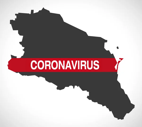 Mappa Della Russia Del Caucaso Settentrionale Con Coronavirus Illustrazione Avvertimento — Vettoriale Stock