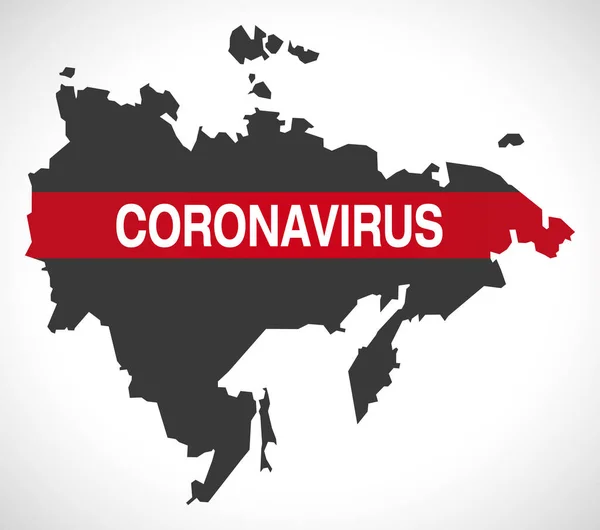 Mapa Extremo Oriente Rusia Con Ilustración Advertencia Coronavirus — Vector de stock