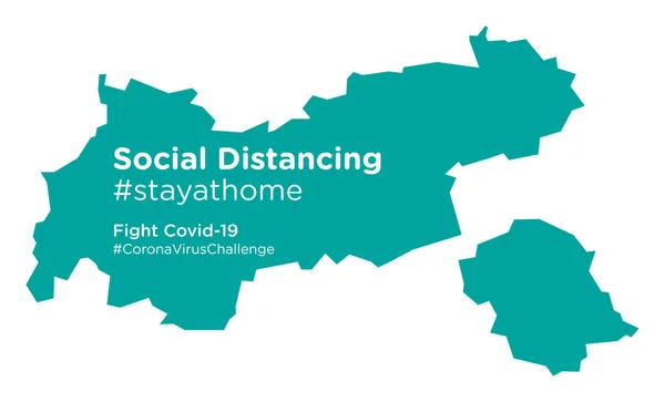 Tirolo Mappa Con Tag Social Distancing Stayathome — Vettoriale Stock