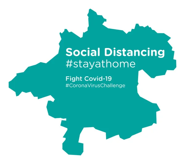 Mappa Dell Alta Austria Con Tag Social Distancing Stayathome — Vettoriale Stock