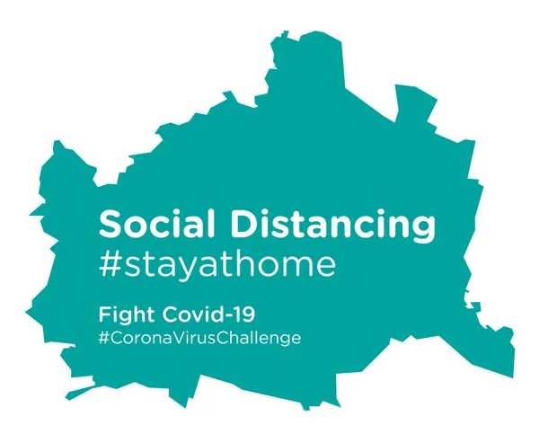 Viena Mapa Con Social Distancing Etiqueta Stayathome — Vector de stock