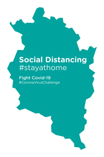 Vorarlberg Mapa Con Social Distancing Etiqueta Stayathome — Vector de stock
