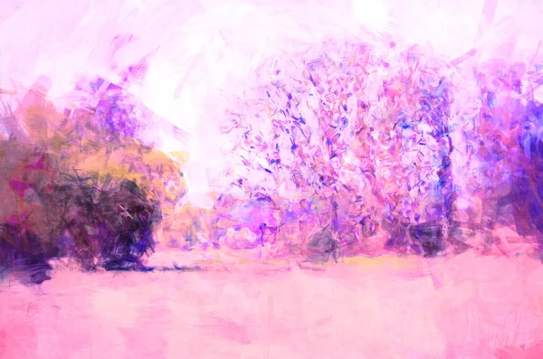 Pintura Paisagem Surreal Rosa — Fotografia de Stock