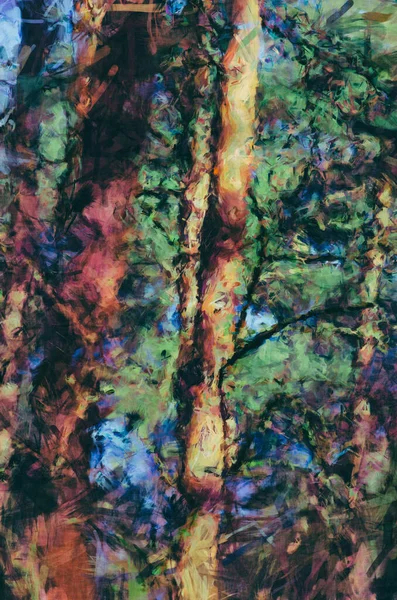 Stromy Lesní Malbě — Stock fotografie