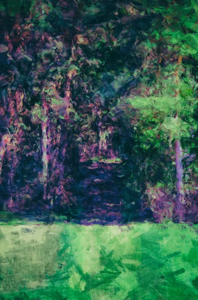 Dark Path Leading Forest Surreal Painting — Stock Photo, Image