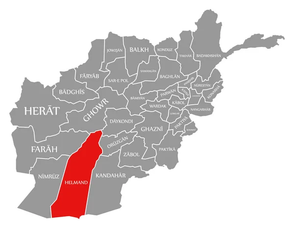 Helmand Rood Gemarkeerd Kaart Van Afghanistan — Stockvector