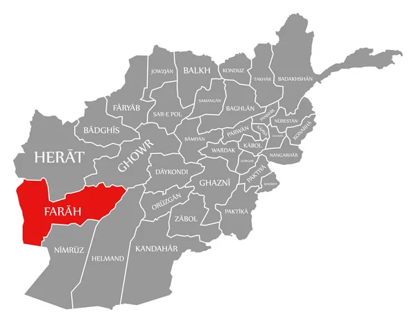 アフガニスタン地図でファラー レッドが強調表示 — ストックベクタ
