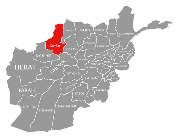 Faryab Red Highlighted Map Afghanistan — 图库矢量图片