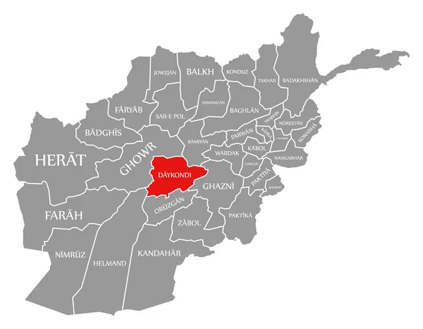 Daykondi Rosso Evidenziato Nella Mappa Afghanistan — Vettoriale Stock