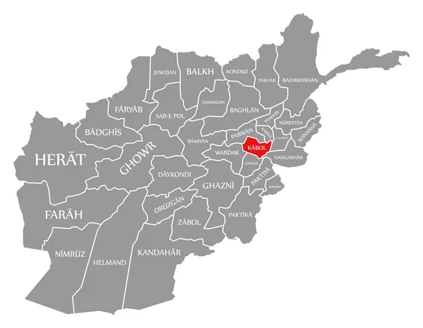 Kabol Rosso Evidenziato Nella Mappa Afghanistan — Vettoriale Stock