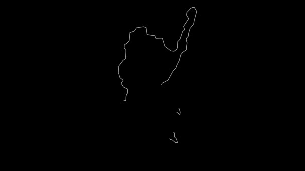 Taidong Taiwan County Map Outline Animation — Stock Video