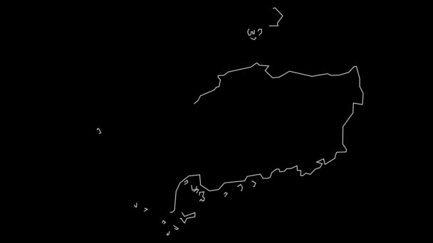 Chugoku Japonia Mapa Zarys Animacji — Wideo stockowe