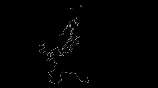 Trondelag Noorwegen Kaart Schema Animatie — Stockvideo