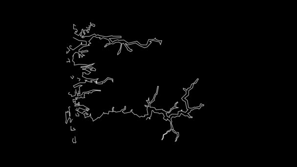 Sogn Fjordane挪威地图轮廓动画 — 图库视频影像