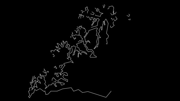 Troms Norway Map Outline Animation — Stock Video