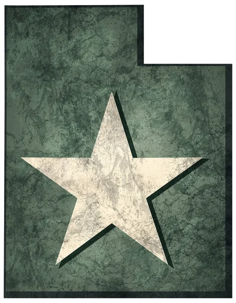 Utah Abd Haritası Parlak Yıldız Grunge Efektli Ordu Yeşili — Stok fotoğraf